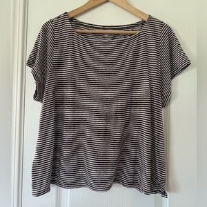 Eileen Fisher 100% Organic Linen Square Neck Striped Tee